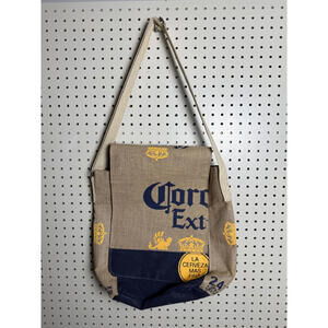 Corona burlap tote Bag with Adjustable Strap